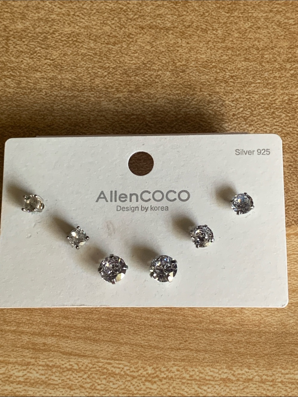 AllenCOCO Silver Cubic Zirconia Stud Pierced Earring Set - Clear EUC